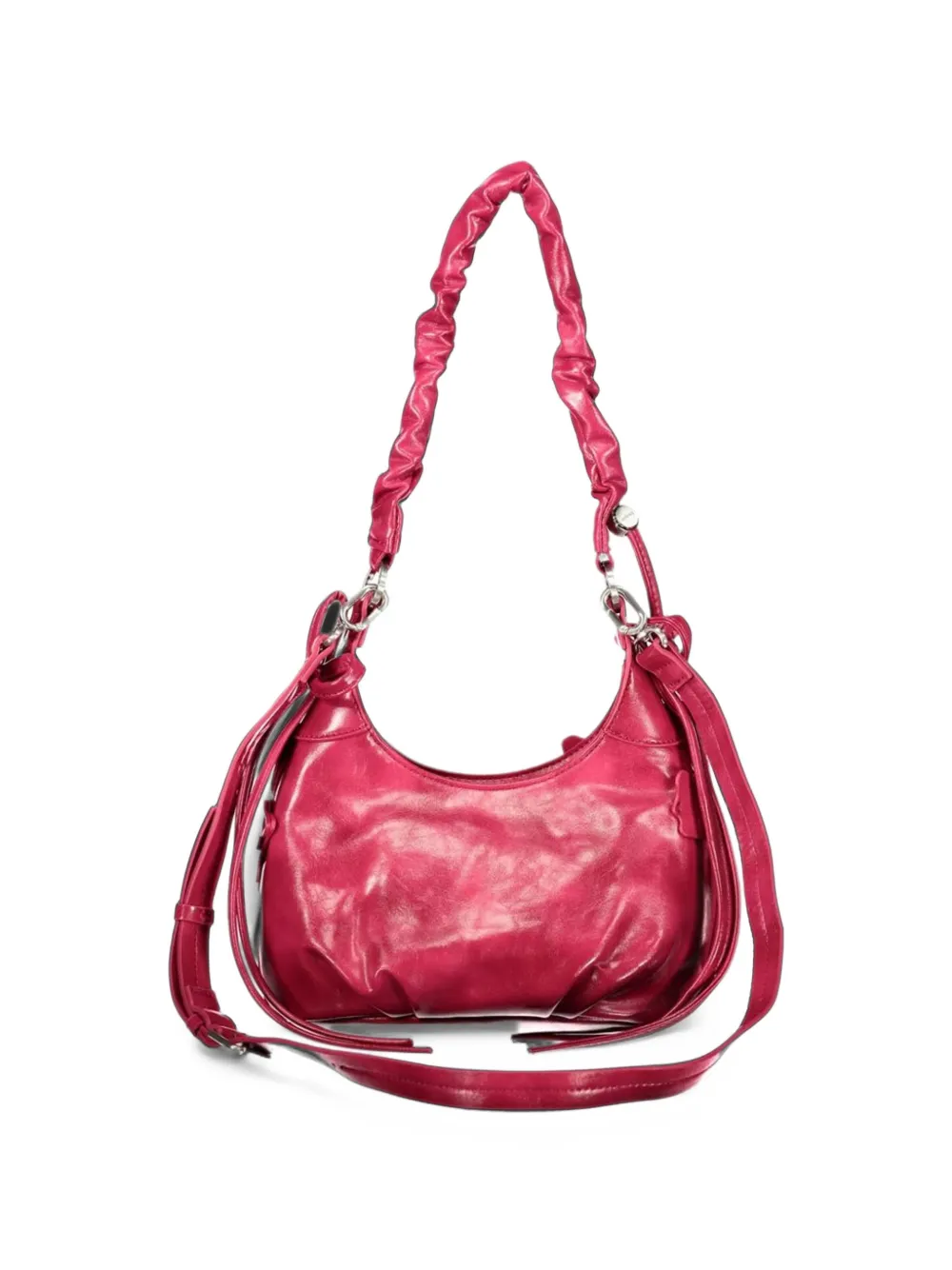Desigual small flower-appliqué ruched-handle tote bag Roze