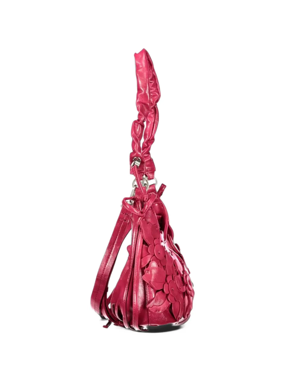 Desigual small flower-appliqué ruched-handle tote bag Roze