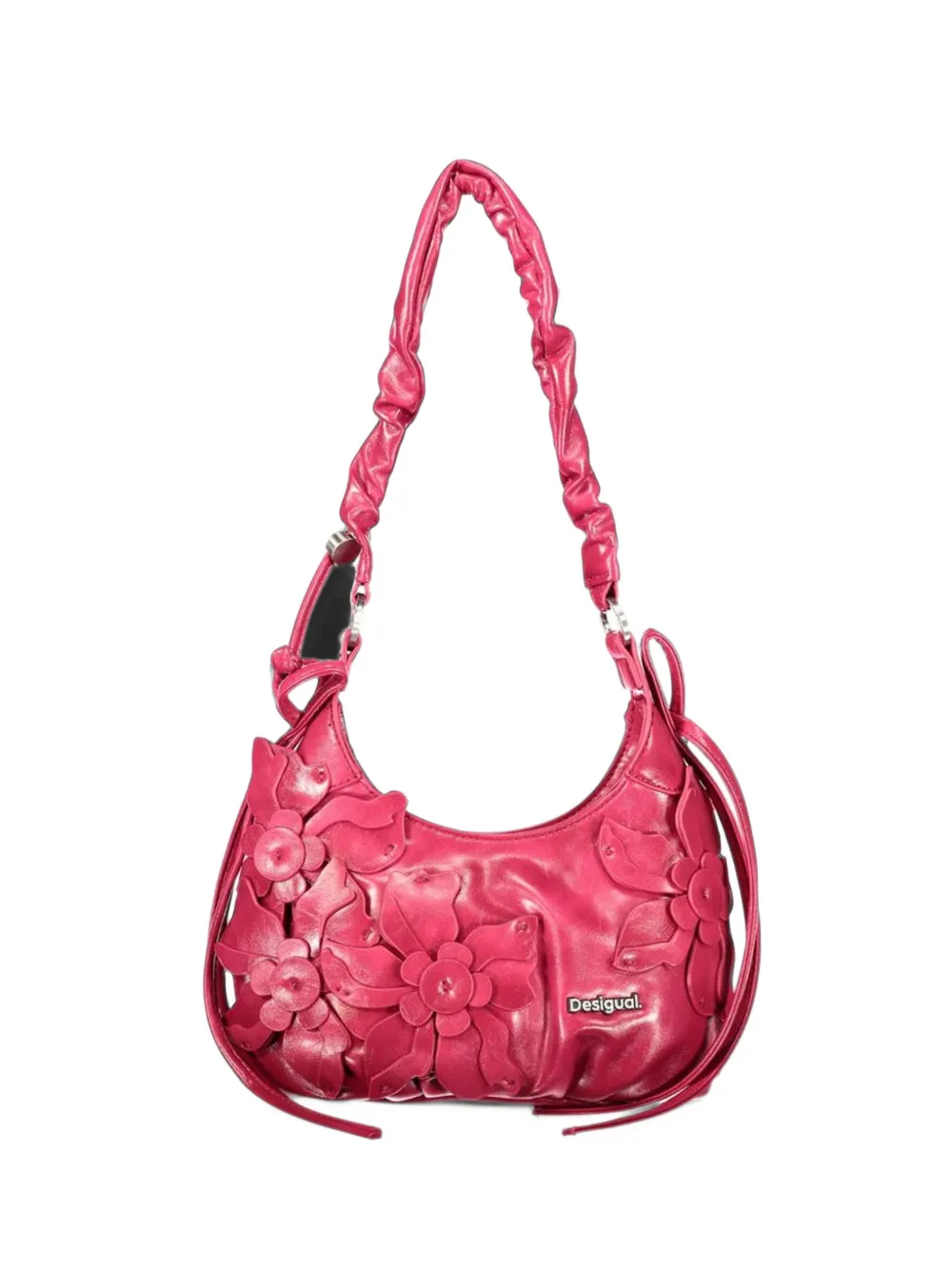 Desigual small flower-appliqué ruched-handle tote bag Roze