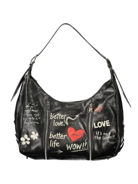 Desigual large graffiti-print zipped tote bag