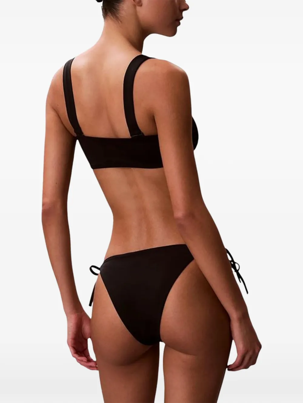Calvin Klein Jeans logo-print side-tie bikini bottoms Zwart