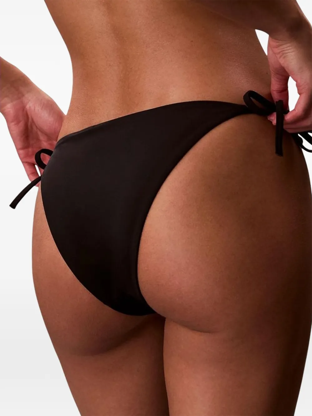 Calvin Klein Jeans logo-print side-tie bikini bottoms Zwart