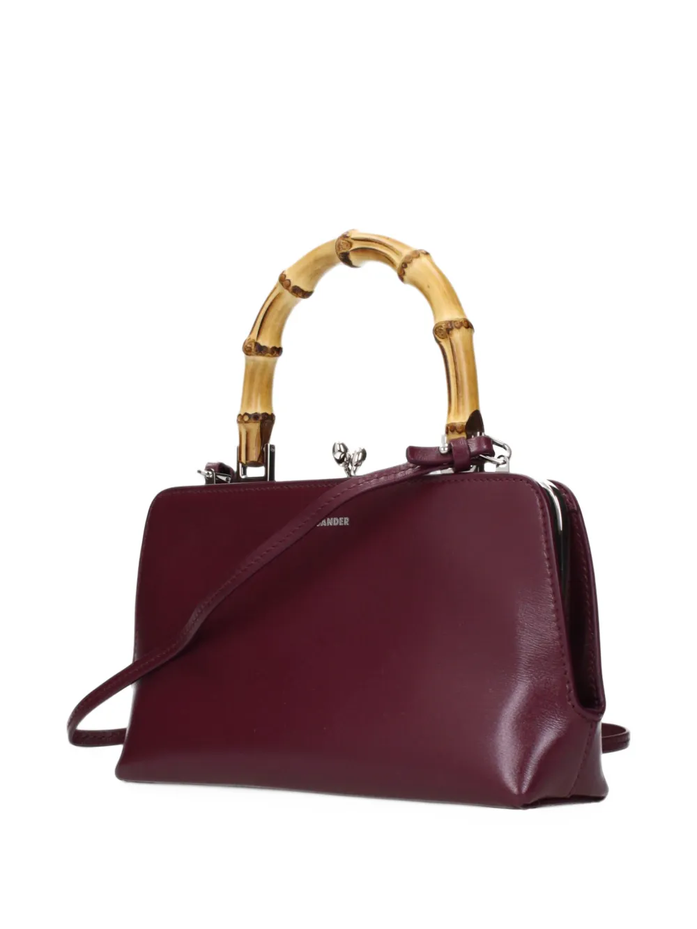 Jil Sander bamboo-handle leather tote bag Rood