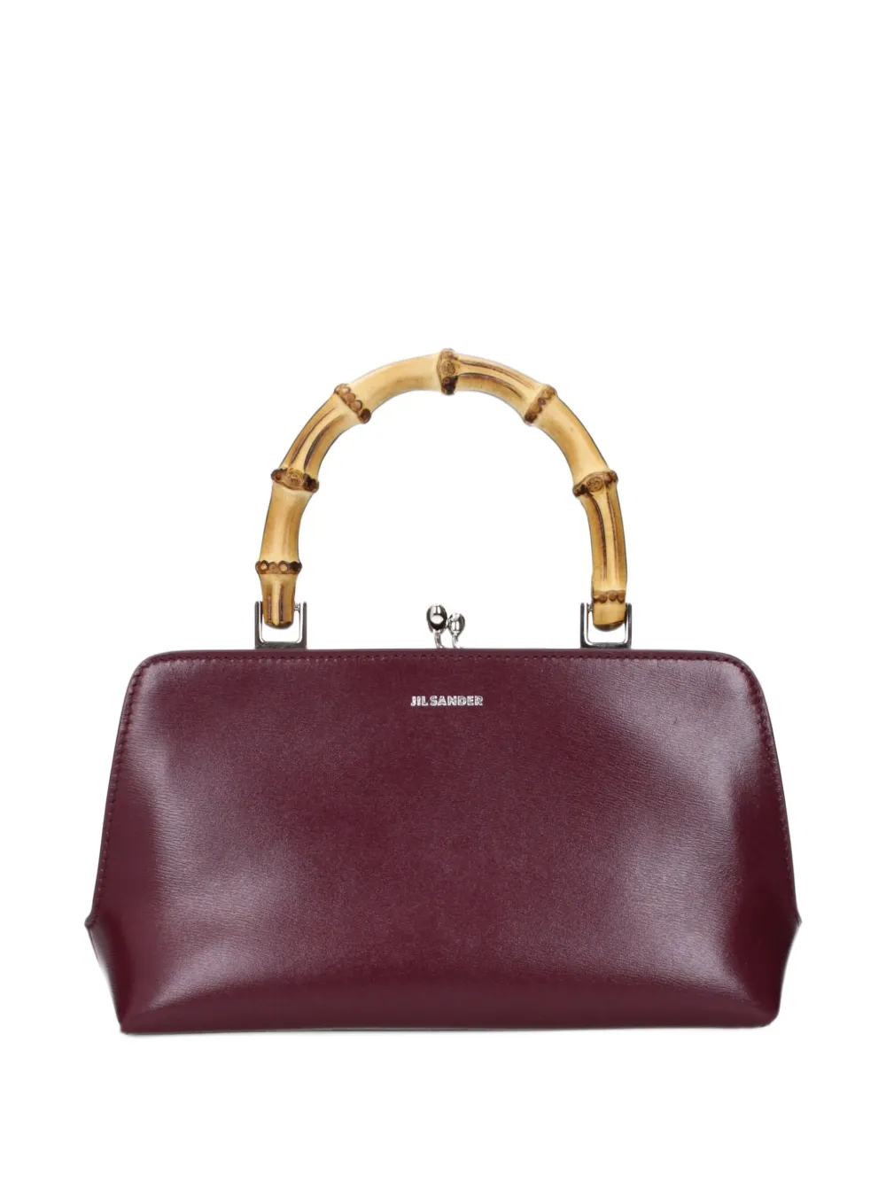 Jil Sander bamboo-handle leather tote bag Rood