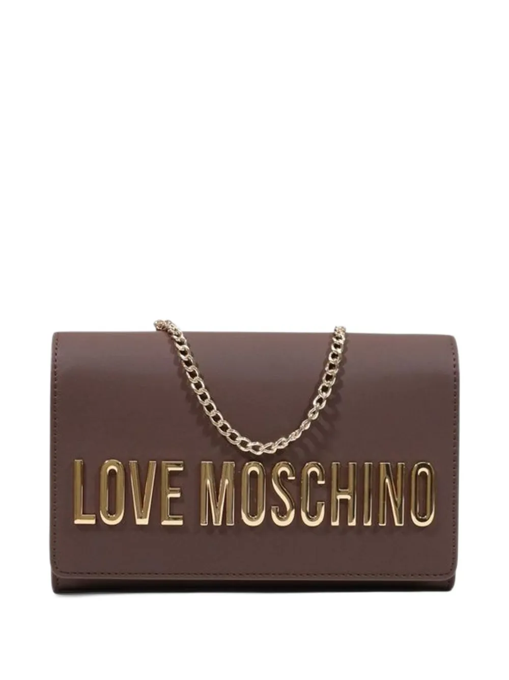 Love Moschino logo-plaque chain-strap shoulder bag - Marrone