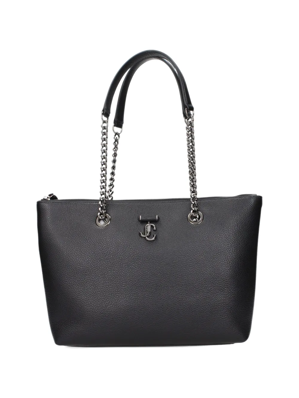 Jimmy Choo logo-plaque chain-link shoulder bag - Black