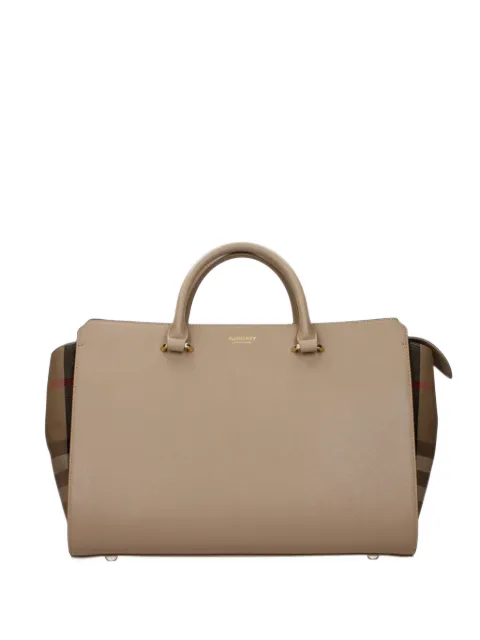 Burberry check-panel leather tote bag
