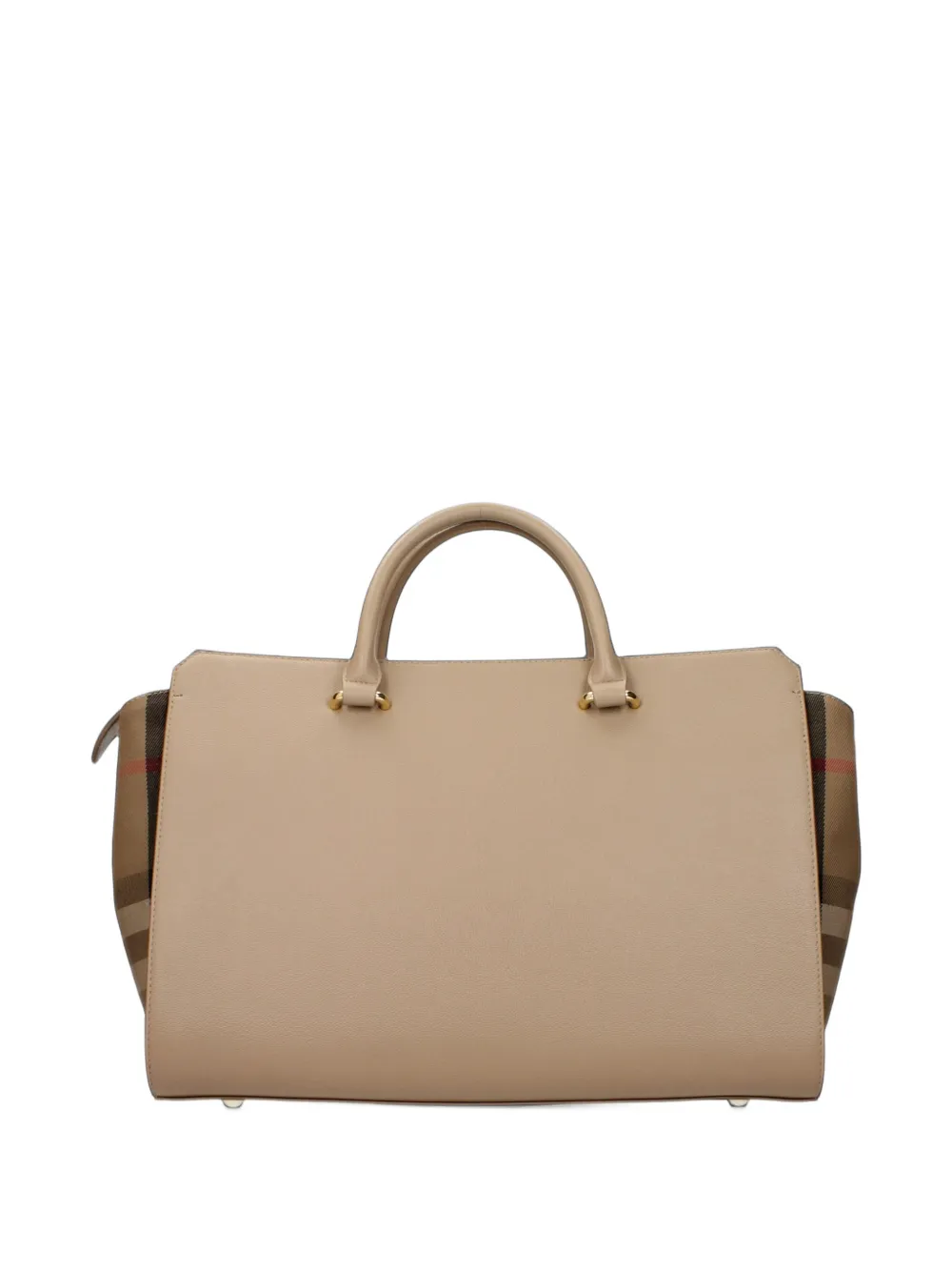 Burberry check-panel leather tote bag Beige