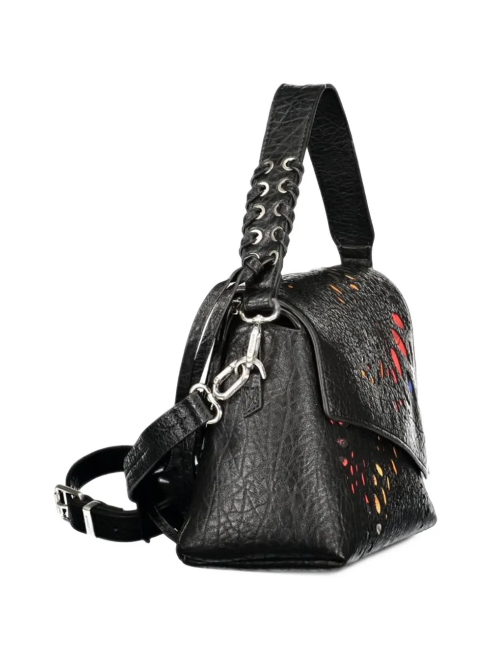 Desigual medium cut-out whipstitch-trim tote bag Zwart
