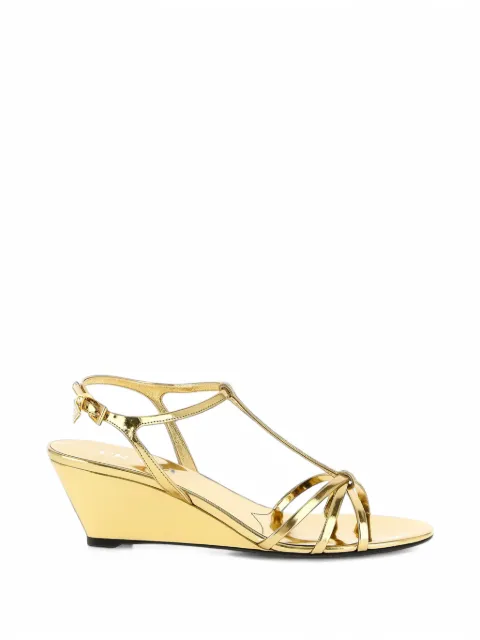 Prada sandalias metalizadas con tacón de cuña