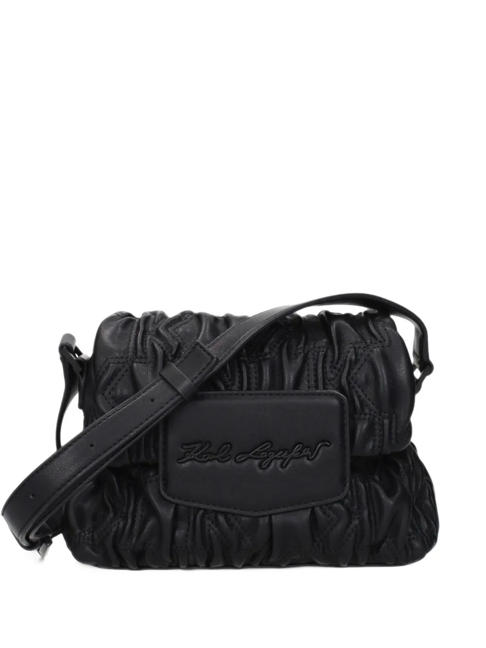 Karl Lagerfeld ruched logo-patch crossbody bag - Nero