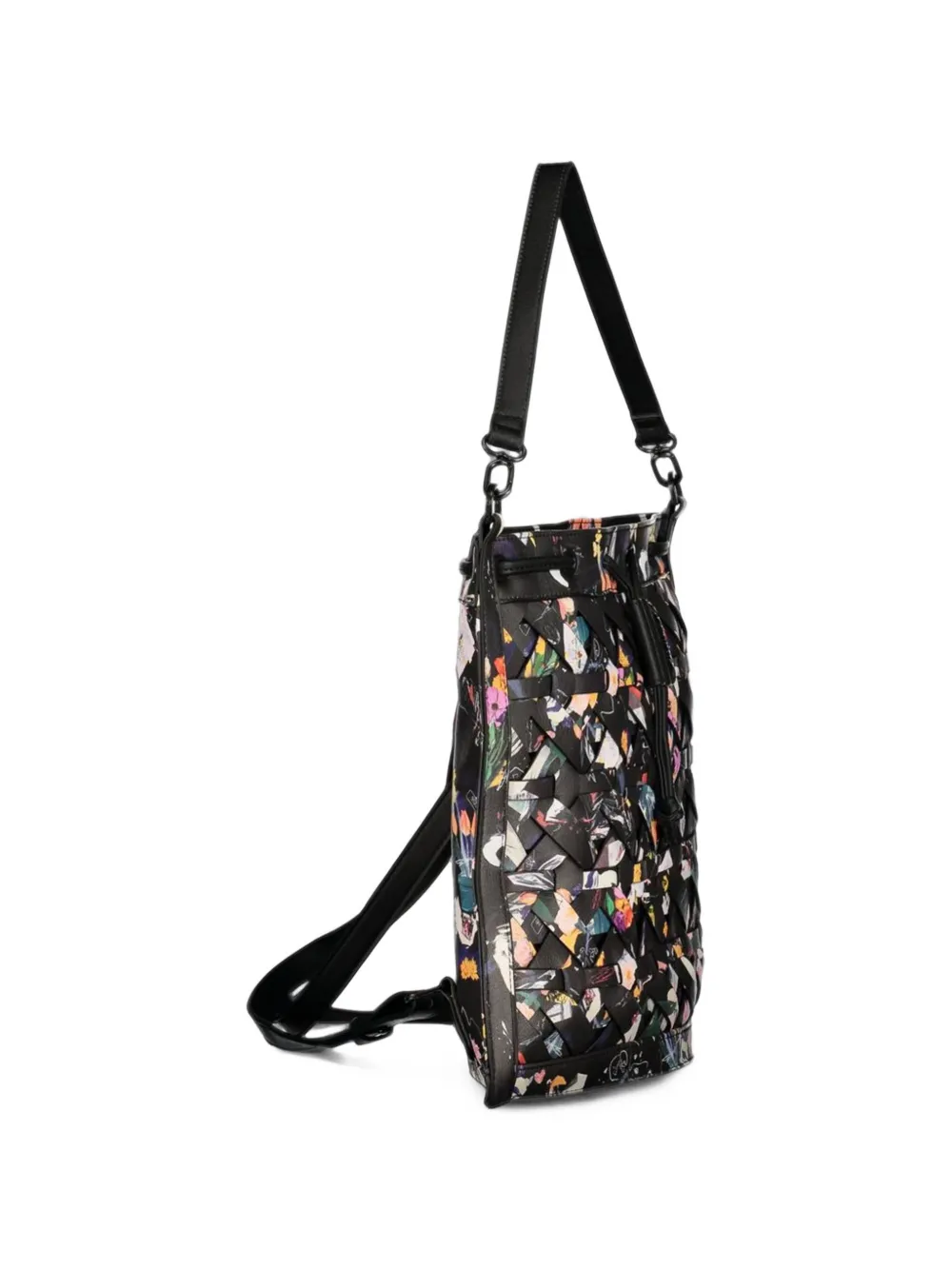 Desigual floral-print woven-effect backpack Zwart