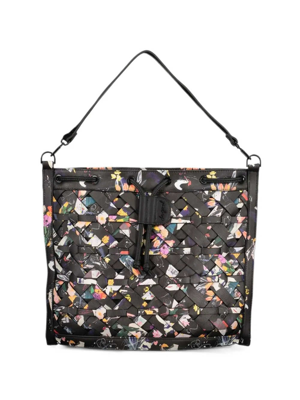 Desigual floral-print woven-effect backpack - Nero
