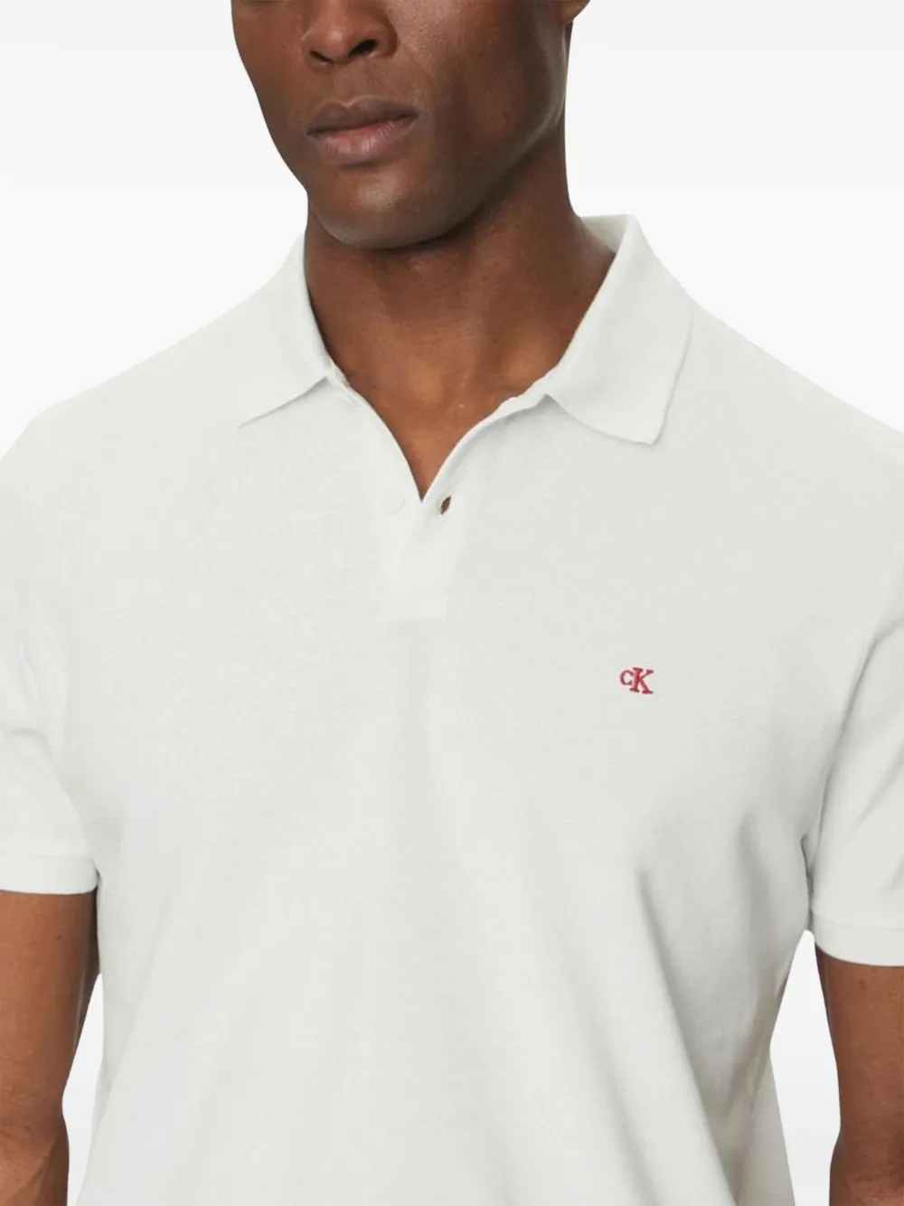 Calvin Klein logo-embroidered polo shirt Wit