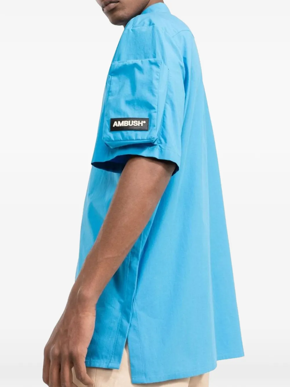 AMBUSH logo-patch short-sleeve shirt Blauw