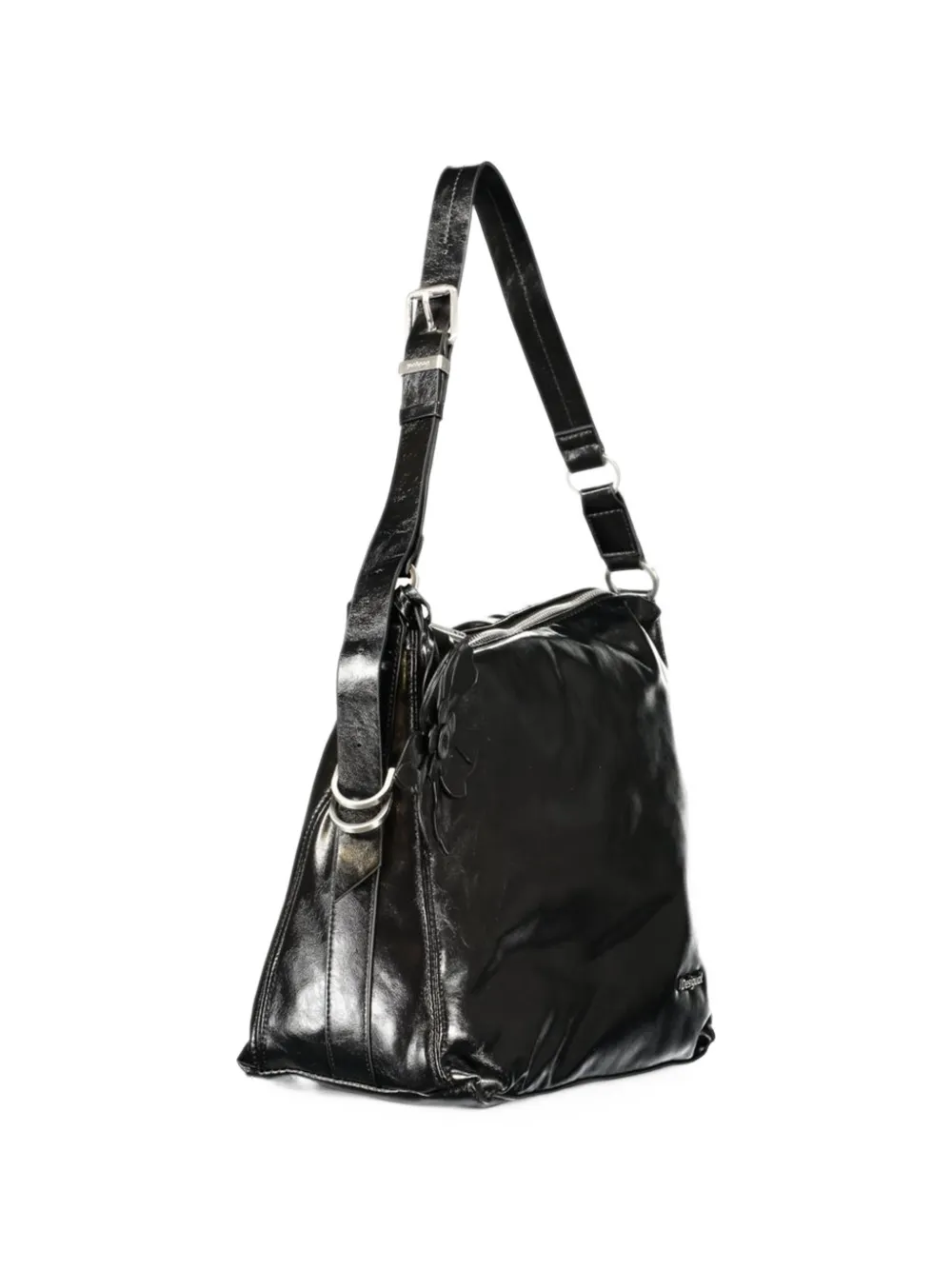 Desigual flower-detail zip-fastening shoulder bag Zwart