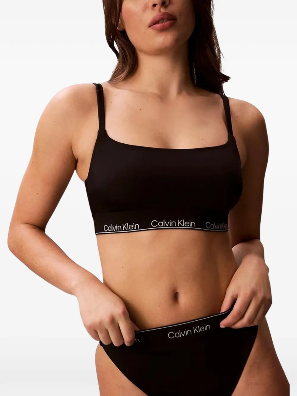 Calvin Klein Jeans logo-waistband swim briefs Zwart