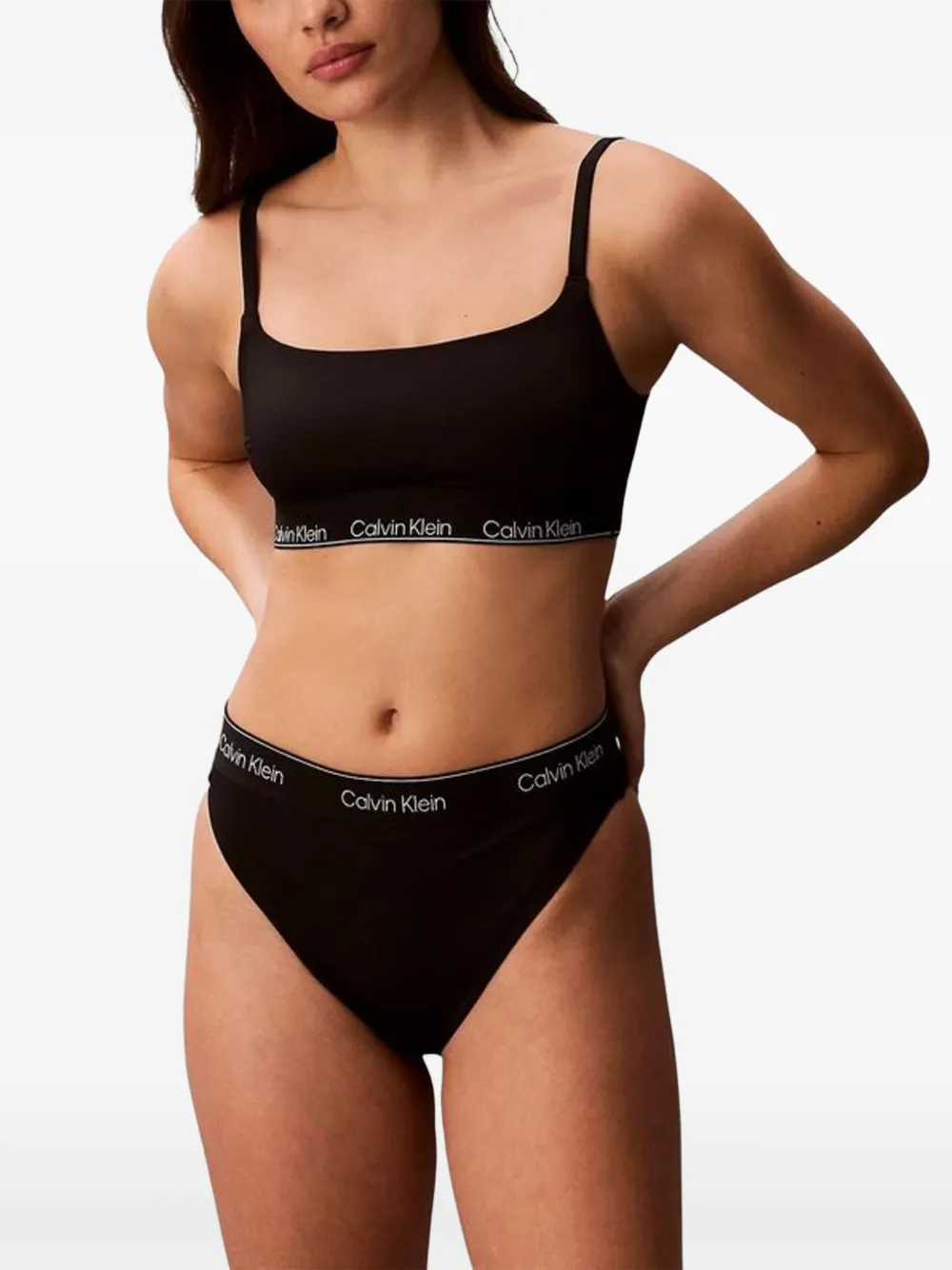 Calvin Klein Jeans logo-waistband swim briefs Zwart