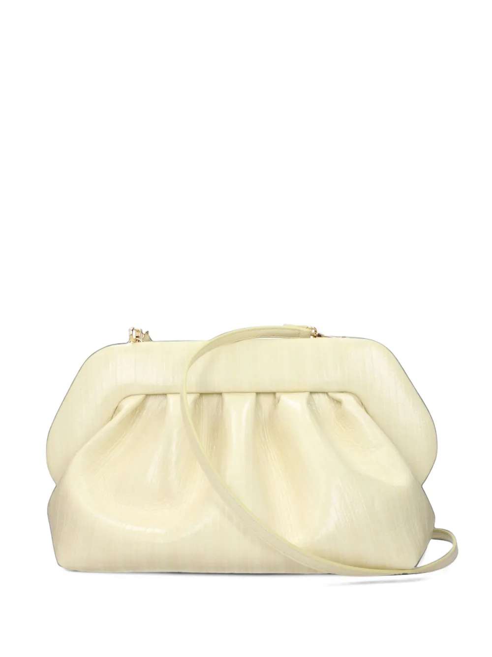 Themoirè Bios ruched leather clutch bag - Toni neutri