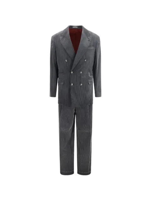Brunello Cucinelli Frosted cotton corduroy one-and-a-half breasted tailor blazer with metal buttons