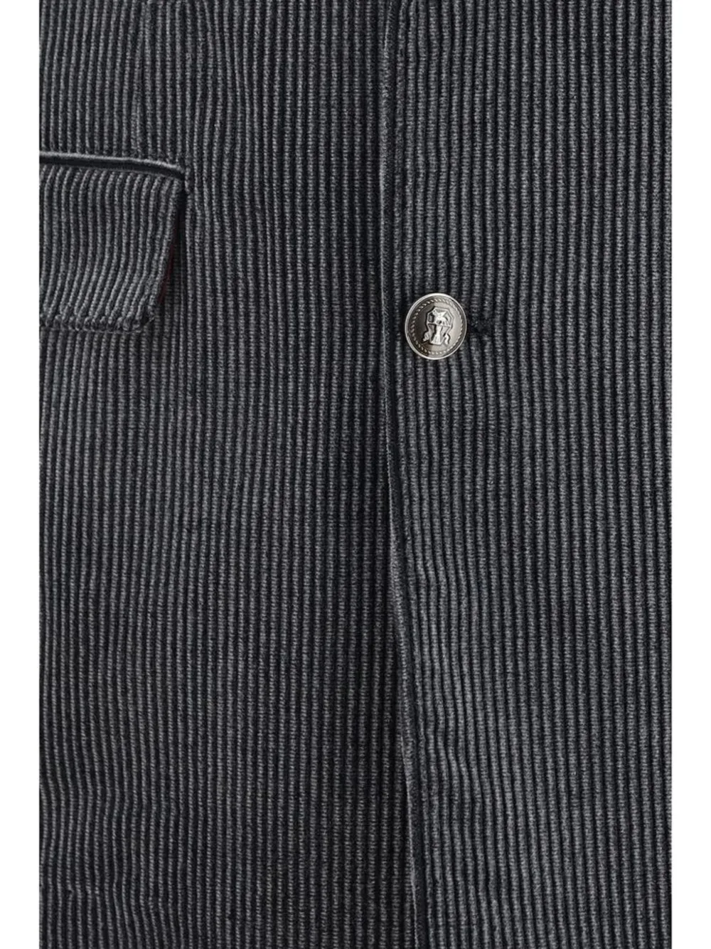 Brunello Cucinelli Frosted cotton corduroy one-and-a-half breasted tailor blazer with metal buttons Grijs