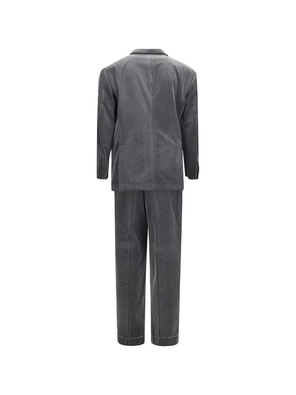Brunello Cucinelli Frosted cotton corduroy one-and-a-half breasted tailor blazer with metal buttons Grijs