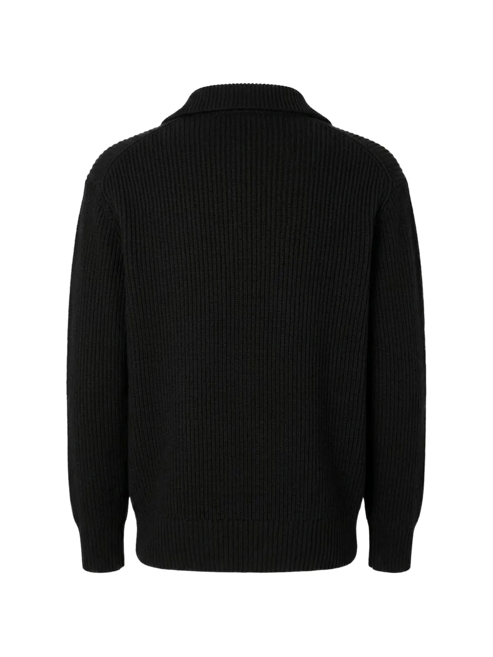 SELECTED ribbed-knit half-zip sweater Zwart