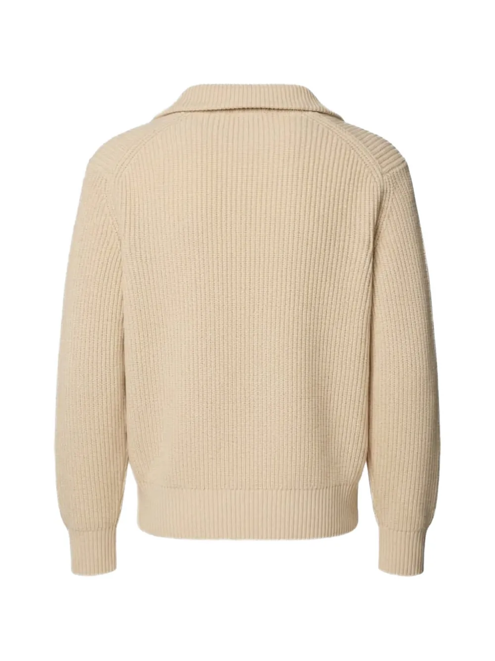 SELECTED half-zip ribbed-knit sweater Beige