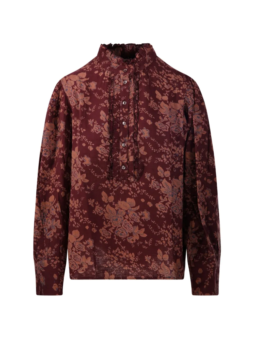 Antik Batik floral-print ruffled blouse Bruin