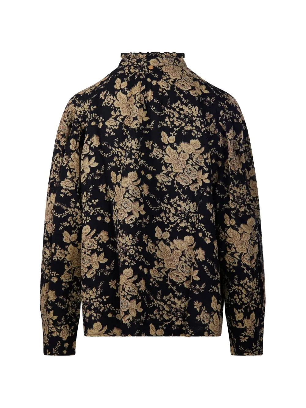 Antik Batik floral-print ruffled blouse Zwart