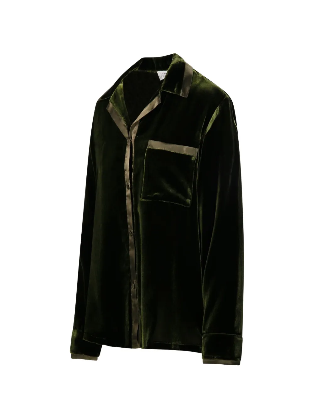 Forte velvet-effect satin-trim shirt Groen