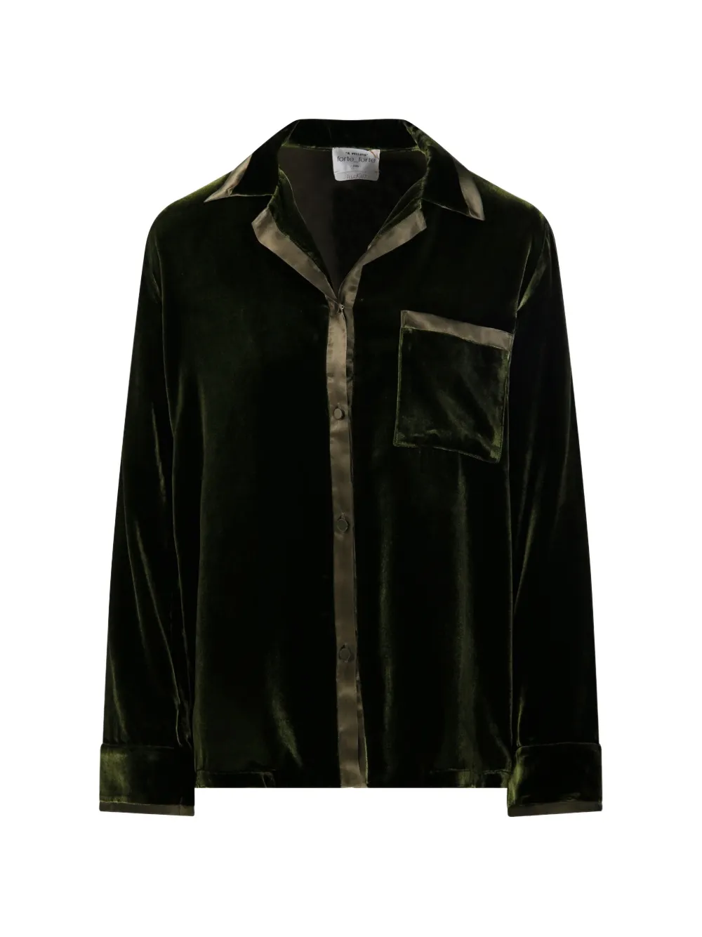 Forte Forte Velvet-effect Satin-trim Shirt In Green