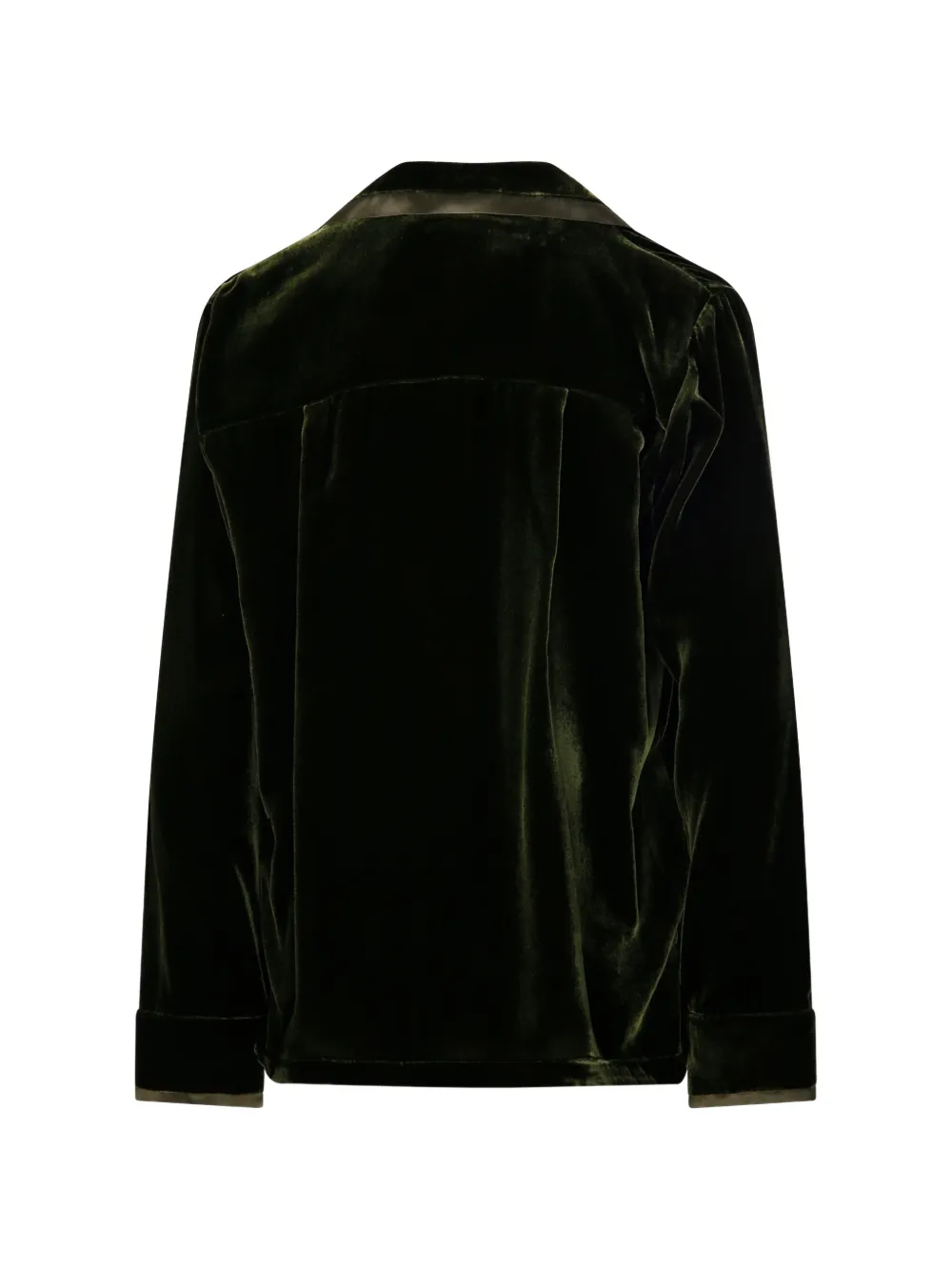 Forte velvet-effect satin-trim shirt Groen