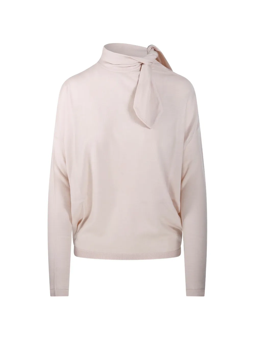 Nude tie-neck batwing-sleeve sweater