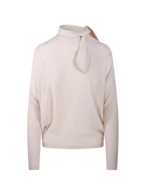 Nude jersey con lazo en el cuello de manga murciélago