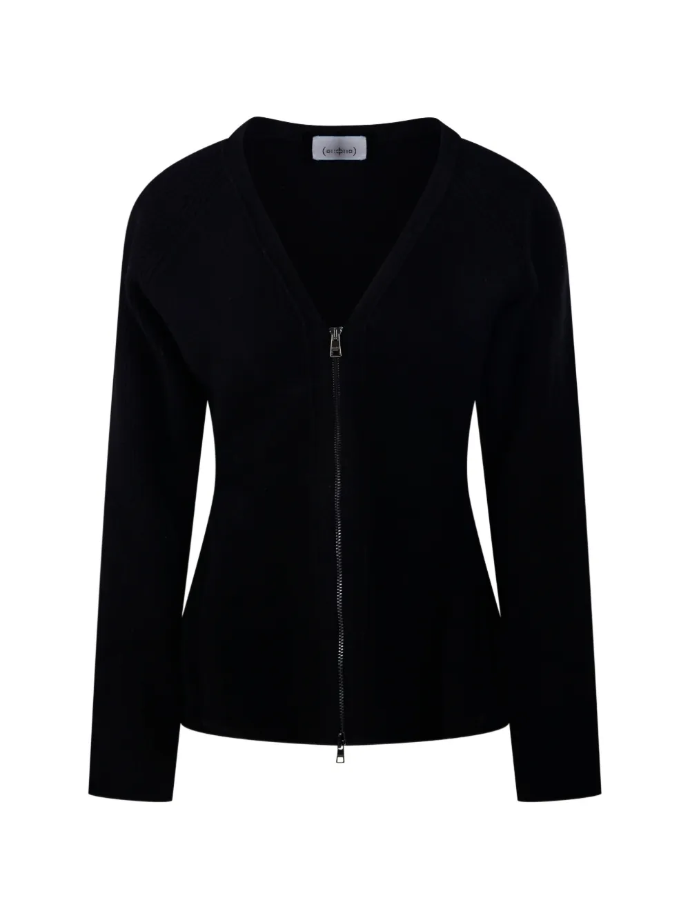 Nude zip-up cardigan - Schwarz