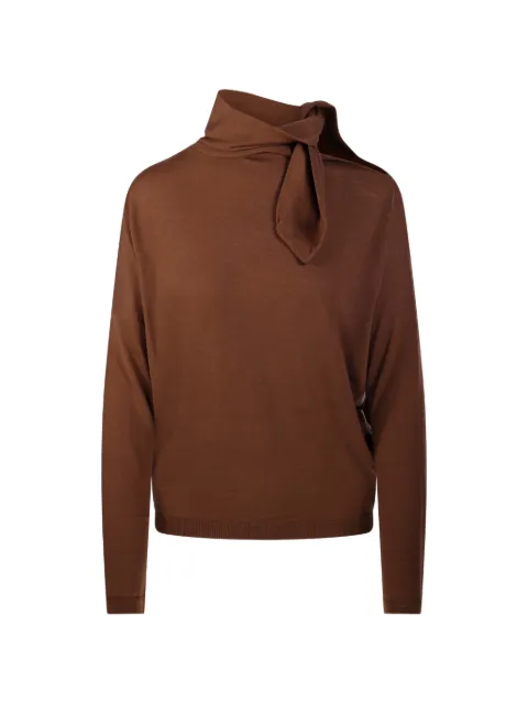 Nude tie-neck cut-out sweater