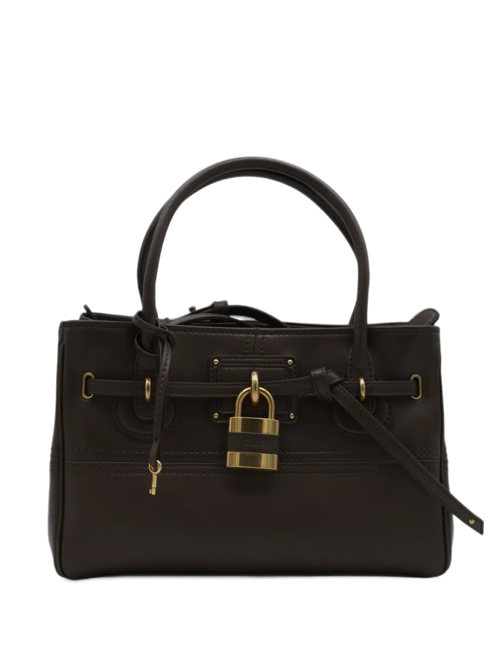Chloé Small Paddington padlock leather shoulder bag - Marrone