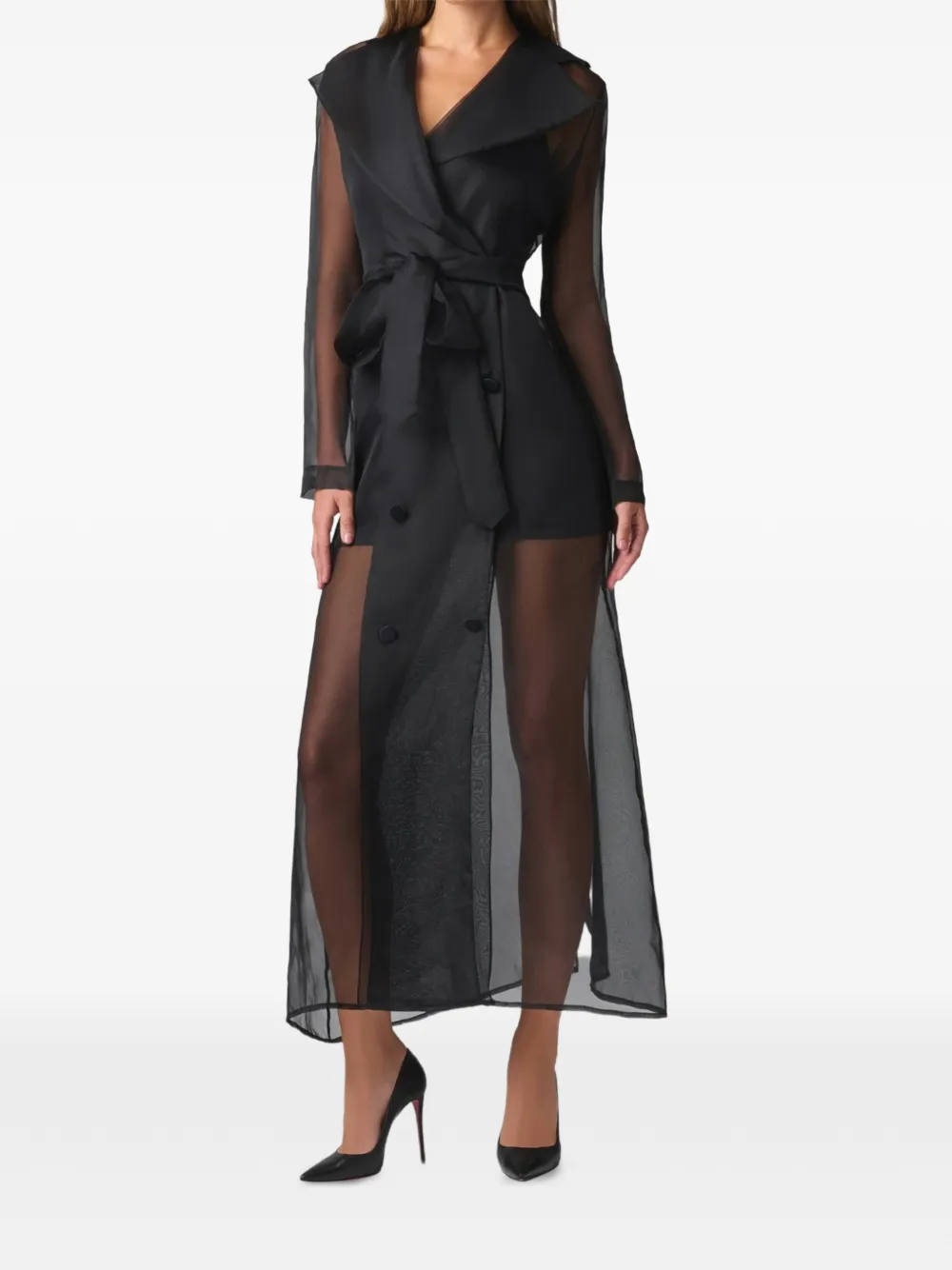 Kiki de Montparnasse Trench Soie semitrasparente in seta - Nero