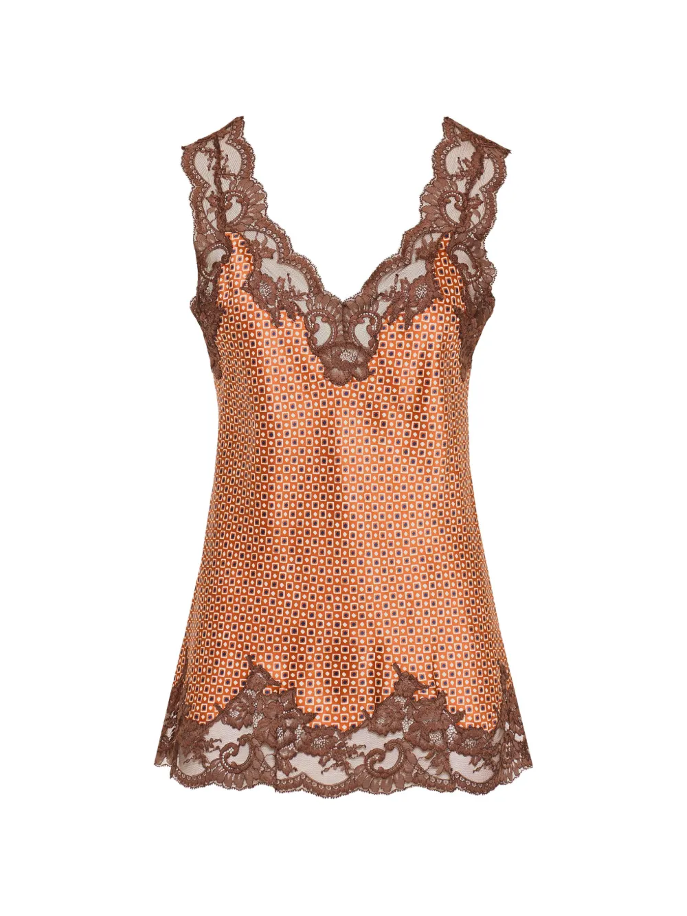 Rabanne silk tank top with lace detailing - Arancione
