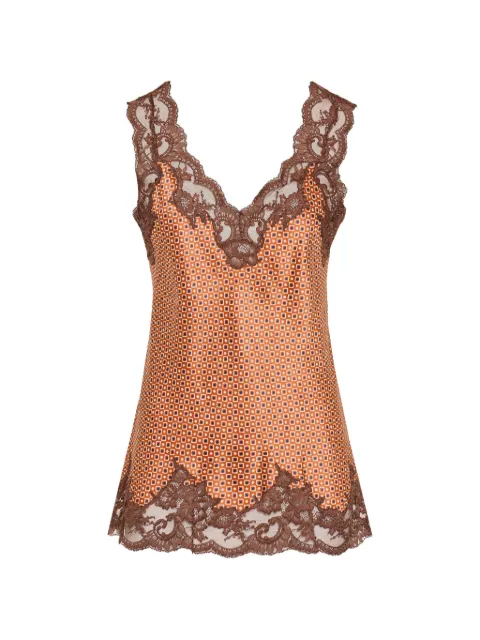 Rabanne silk tank top with lace detailing