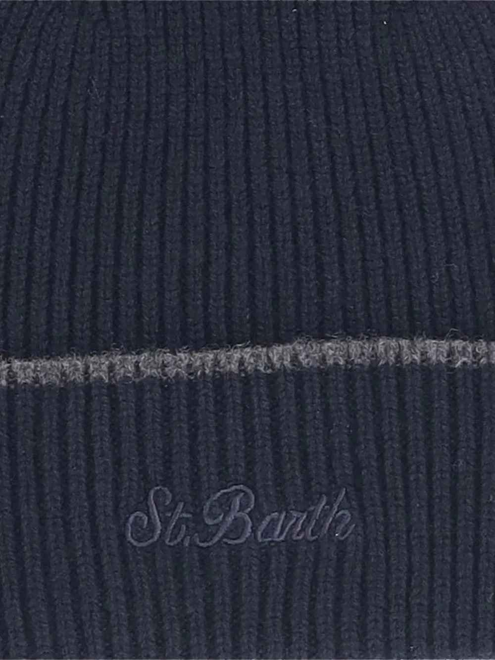 MC2 Saint Barth logo-embroidered ribbed beanie hat Blauw