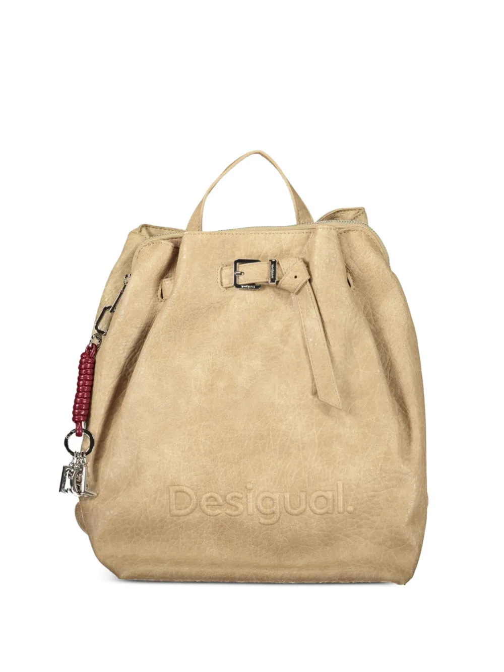 Desigual medium logo-debossed lace-up backpack - Toni neutri