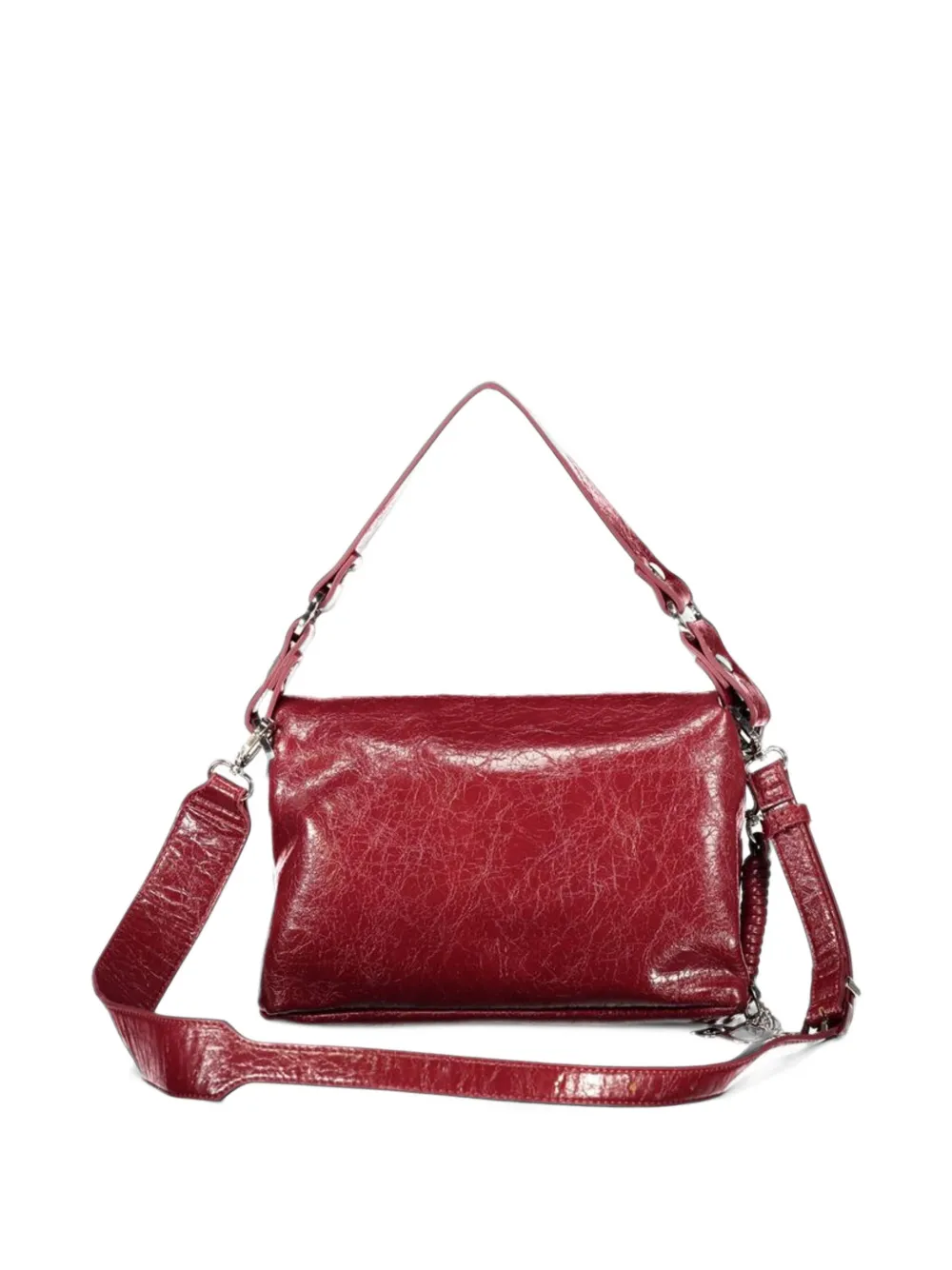 Desigual logo-embossed crackle-effect tote bag Rood