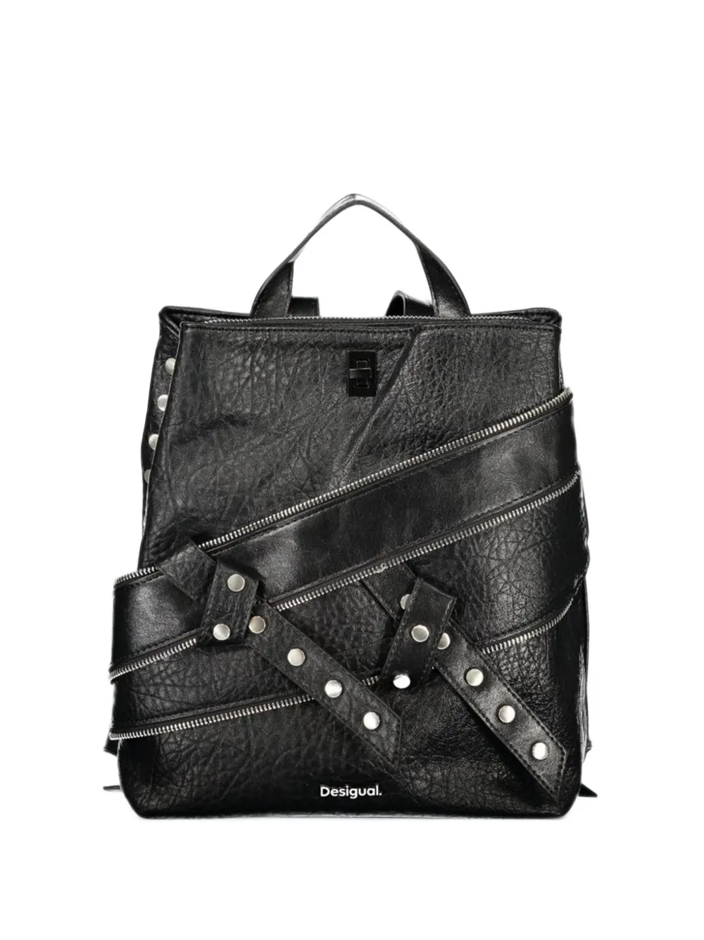 Desigual mini stud-embellished zip-detail backpack - Nero