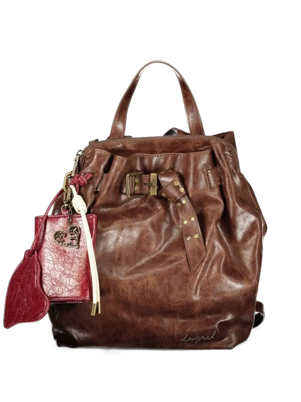 Desigual mini studded buckled backpack - Marrone