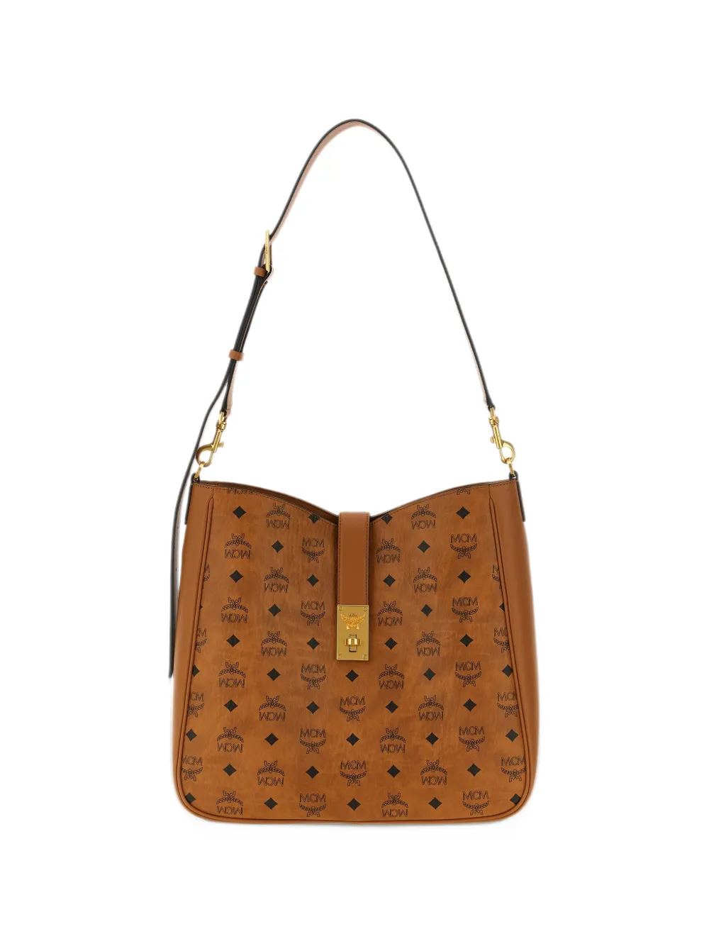 MCM Tracy monogram-print logo-plaque shoulder bag - Marrone