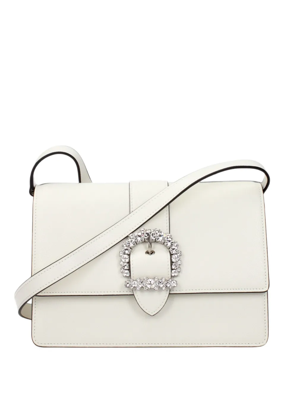 Jimmy Choo crystal-buckle leather cross body bag - Bianco