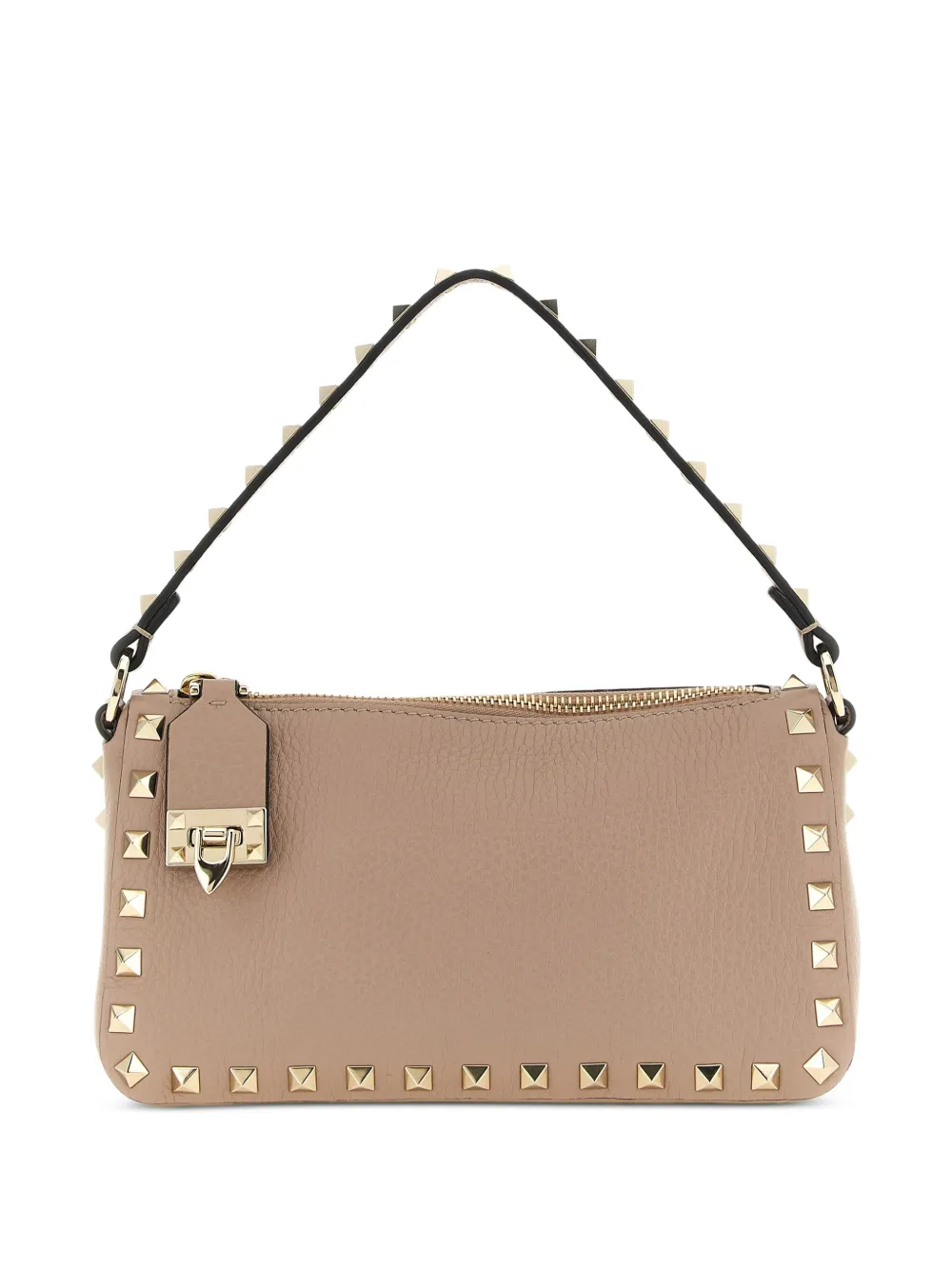 Valentino Garavani Kleine schoudertas van bewerkt leer verfraaid met Rockstuds Beige