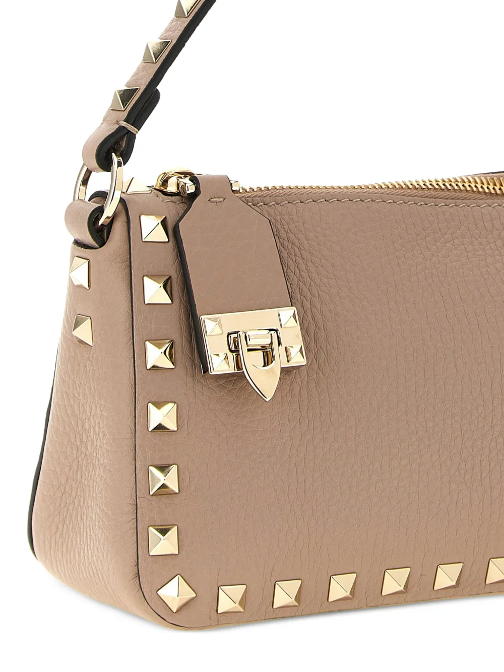 Valentino Garavani Kleine schoudertas van bewerkt leer verfraaid met Rockstuds Beige